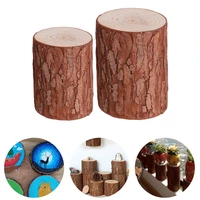 2pcs wooden model toys mini landscape adornment fir wood toys model stump