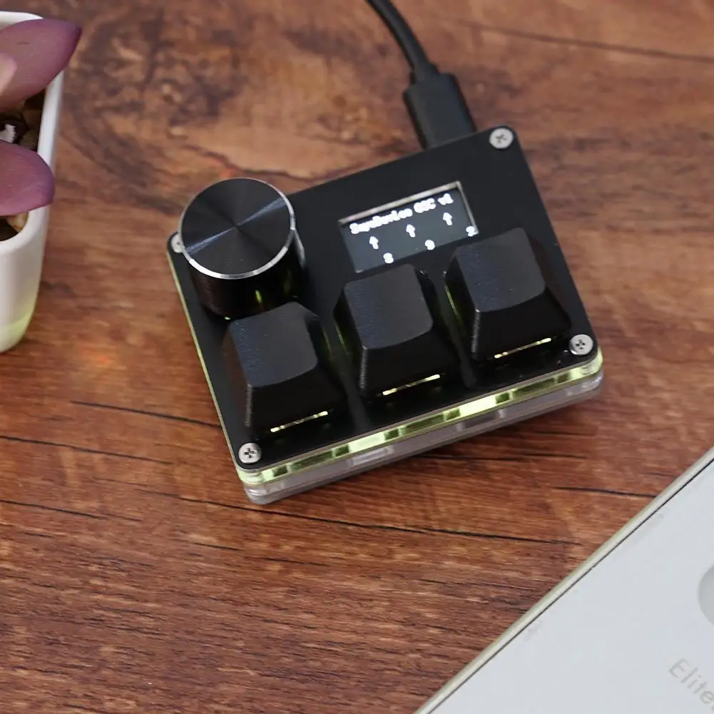 Мини-клавиатура 3 клавиши 1 ручка RGB программирование макро механическая