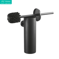 304 stainless steel toilet cleaning brush holder sets wall mount bathroom accessories wc hardware black