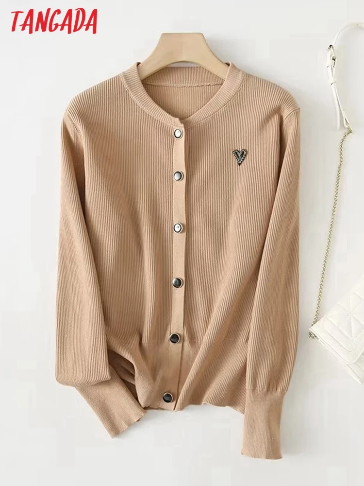 

Женский вязаный кардиган с вышивкой Tangada 2022, джемпер, женские топы на пуговицах YU280