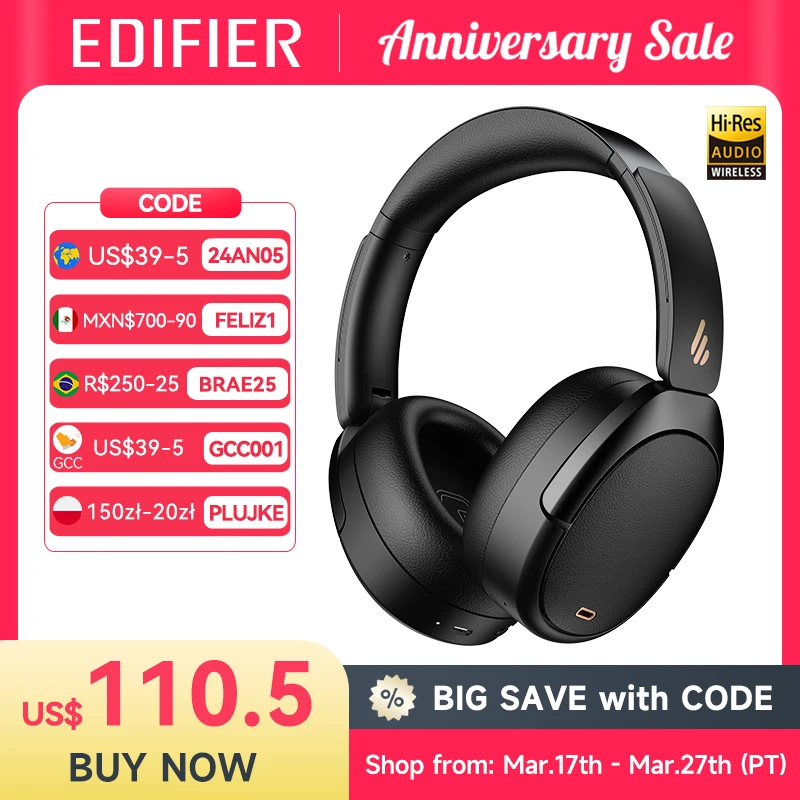 Беспроводные наушники Edifier WH950NB с активным шумоподавлением