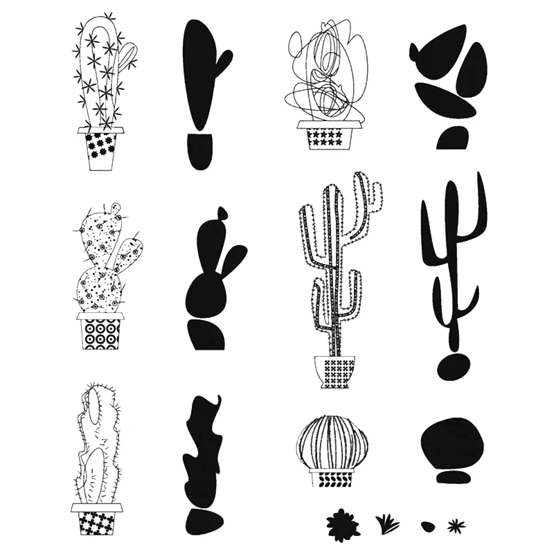 

2021 New Retro Plant Cactus Flower Leaf Pattern Clear Stamps For DIY Making Greeting Card Scrapbooking No Metal Cutting Dies Set
