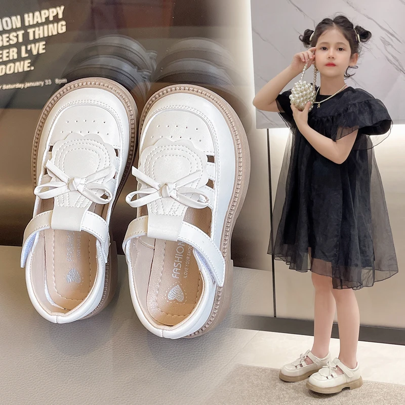 Летние Сандалии Для Девочек Дышащая Мягкая Кожа На Плоском Каблуке Удобная