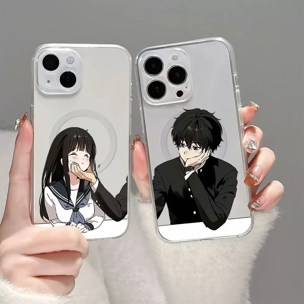 Чехол для телефона Hyouka Oreki Houtarou Chitanda iPhone 12 11 13 14 15 16 Max Pro Plus прозрачный магнитный