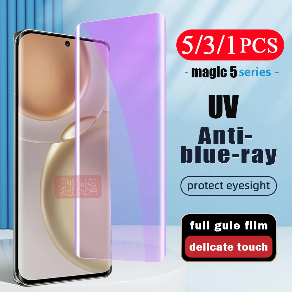 

5/3/1 шт. УФ закаленное стекло для Honor magic 5 4 Ultimate X40 3 pro plus Защитная пленка для экрана V40 lite с защитой от синего света