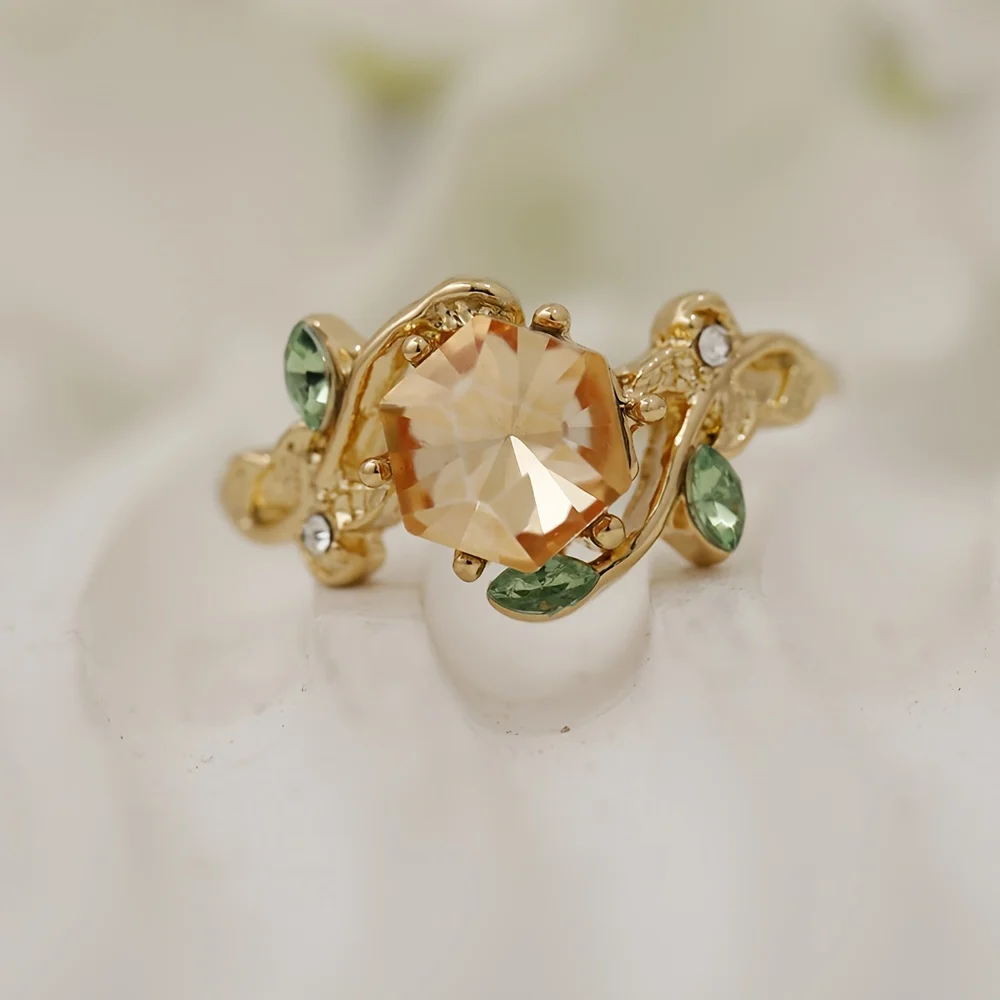 1 шт. стильное Сверкающее Золотое шестигранное кольцо-массивное кольцо для