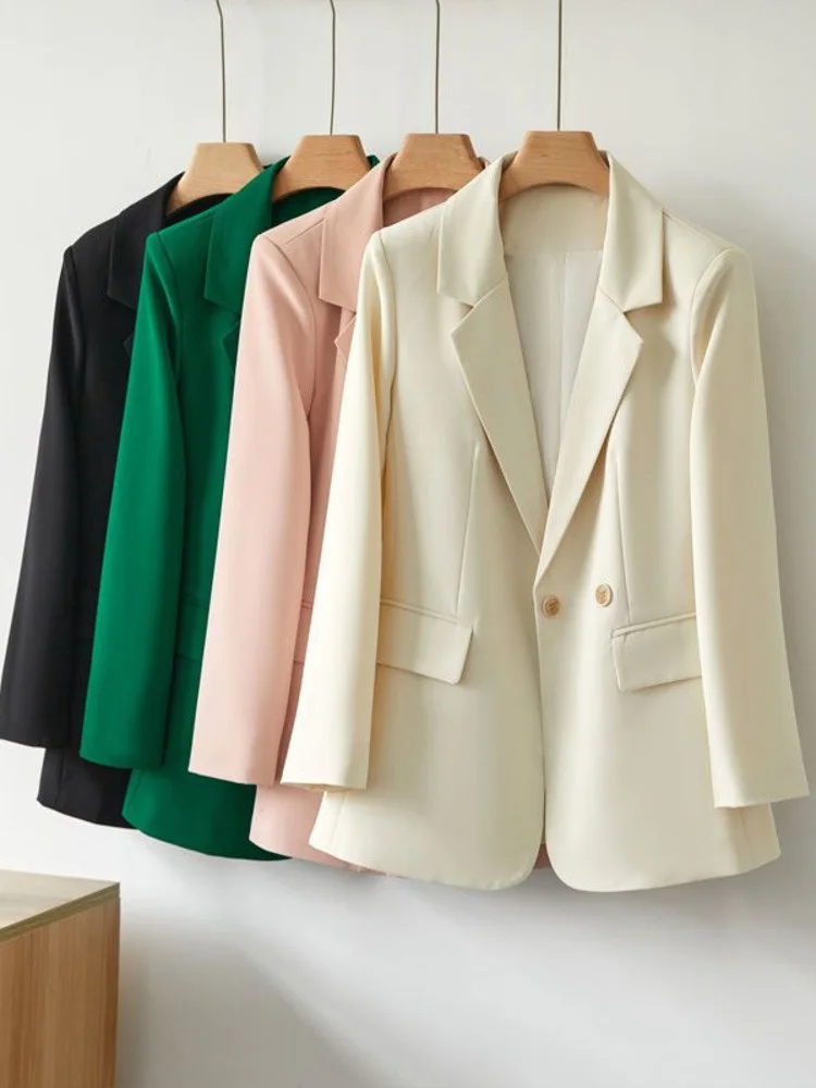 

Blazers Women Solid Double-breasted Simple Classic Soft Elegant Simple All-match Comfortable Elegant Chic Coats Fashion Top New