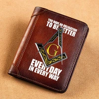 high quality genuine leather wallet masonic you have an obligation to be better printing standard short purse bk1294