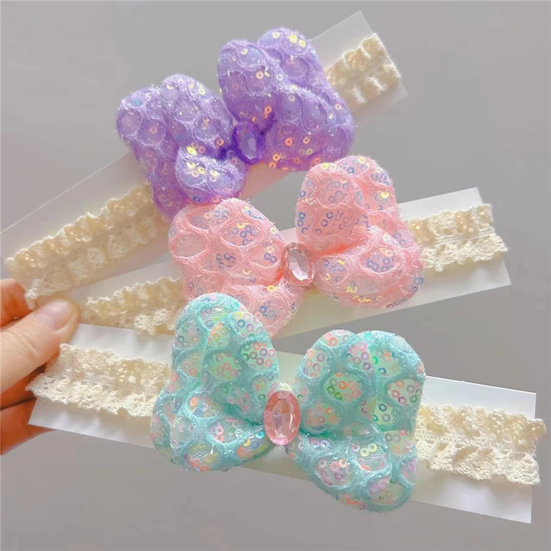 

10Pcs/Lot Sequins Bows Hairbands For Girls Cute Shiny Butterfly Hairpin Glitter Headband Kids Headwear Baby Hair Accessories