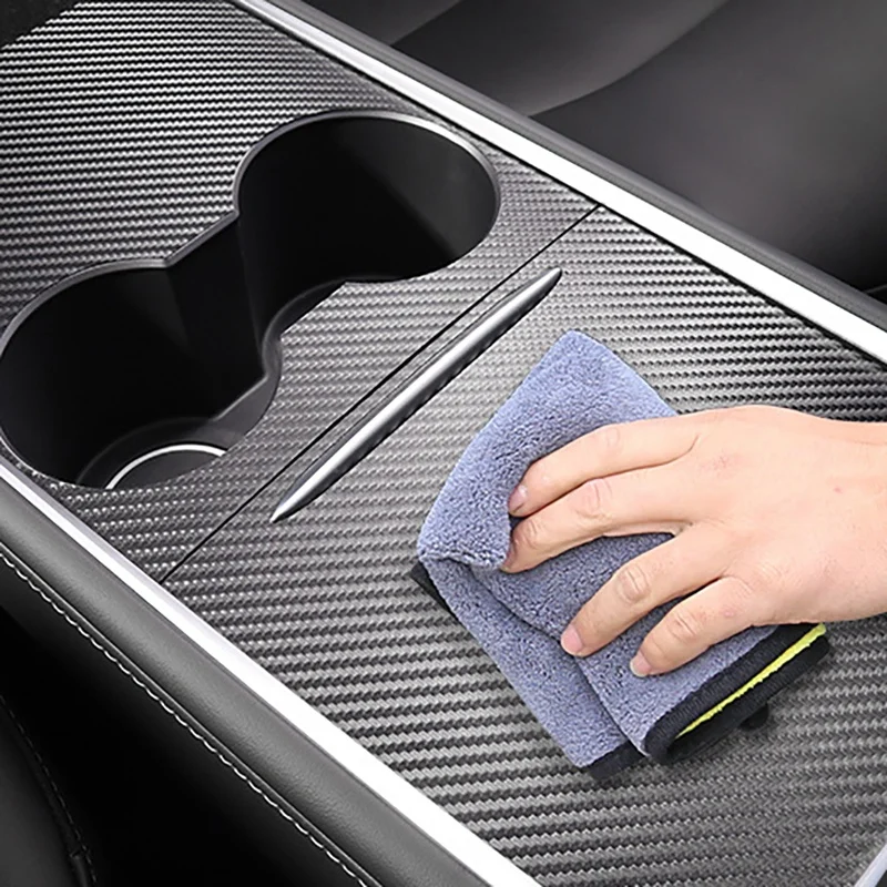 Car Leather Carbon Fiber Center Console Instrument Panel Protective Sticker Decoration Trim for Tesla Model 3 Y 2021 | Автомобили и