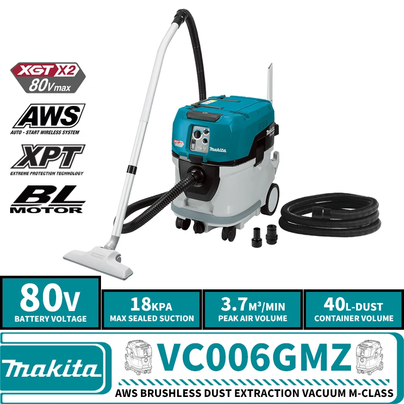 

Беспроводной пылесос Makita VC006GMZ AWS, класс M, 80 в, литиевые электроинструменты, профессиональные пылесосы для сухой и влажной уборки