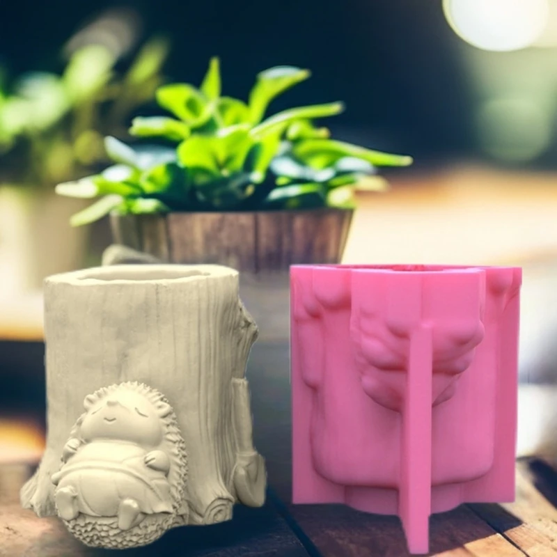 

Hedgehog Tree Concrete Silicone Pot Mold Succulent Flowerpot Clay Cement Plaster Molds DIY Home Garden Flower Pots Mould