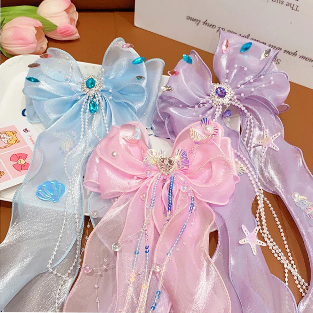 Заколка для волос с кисточками и бантом девочек милые плетеные зажимы в стиле