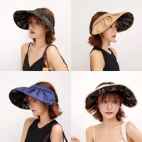 ladies sumer vinyl visor caps anti uv folded hairband sun hats for women girls double layers top empty sun protection shell hat