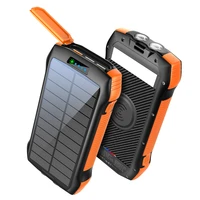 waterproof ip67 33500mah solar power bank 10w wireless charging triple usb 18w fast charging battery with led flashlight