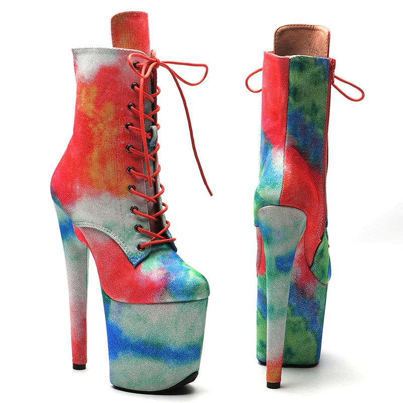 Leecabe  20CM/8inches catwalk  boots platform short boots model nightclub super high heel  3B