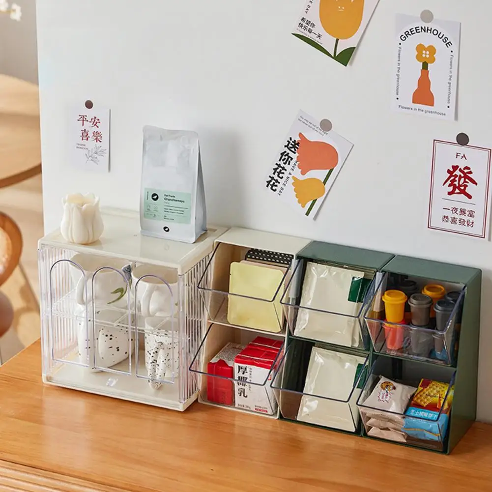 

1 Set Convenient Coffee Capsule Organizer U-port Design Portable Tea Bag Container Desktop Sealed Storage Jar