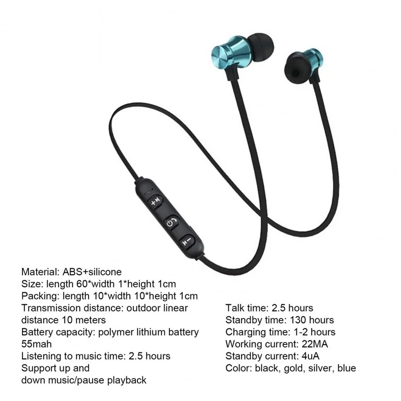 Magnetic Wireless Earphone Bluetooth Earphone Stereo Sports Waterproof Earbuds Wireless in-ear Headset with Mic Free shipping