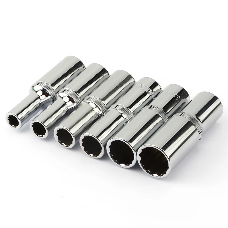 

6Pcs 12 Point 1/2 Inch Drive Deep Sockets Set 78mm Length Metric Mirror Socket for Wrench Cr-V Steel 8 10 12 14 17 19mm
