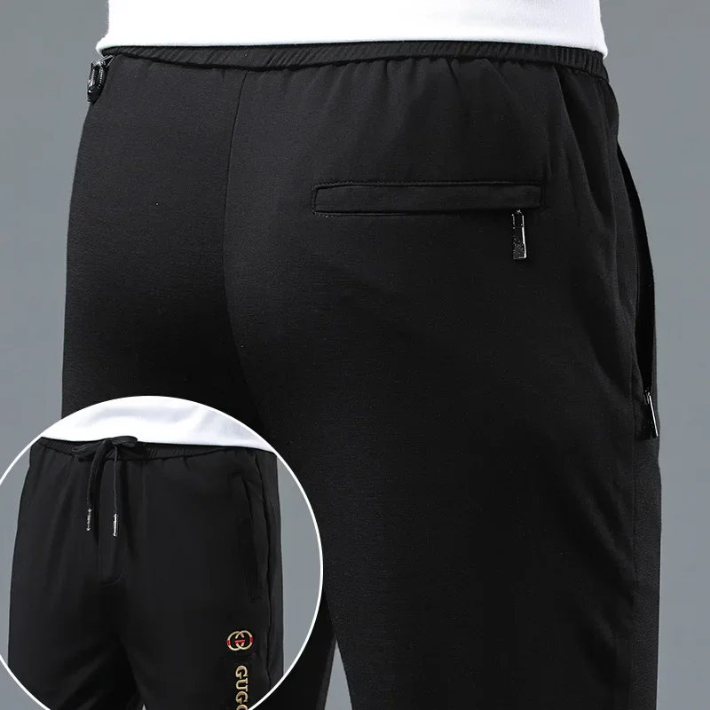 Новинка 2024 мужские Модные повседневные приталенные брюки с вышивкой на весну и