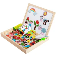 100pcs wooden multifunction children animal puzzle writing magnetic drawing board blackboard learning education toys for kids