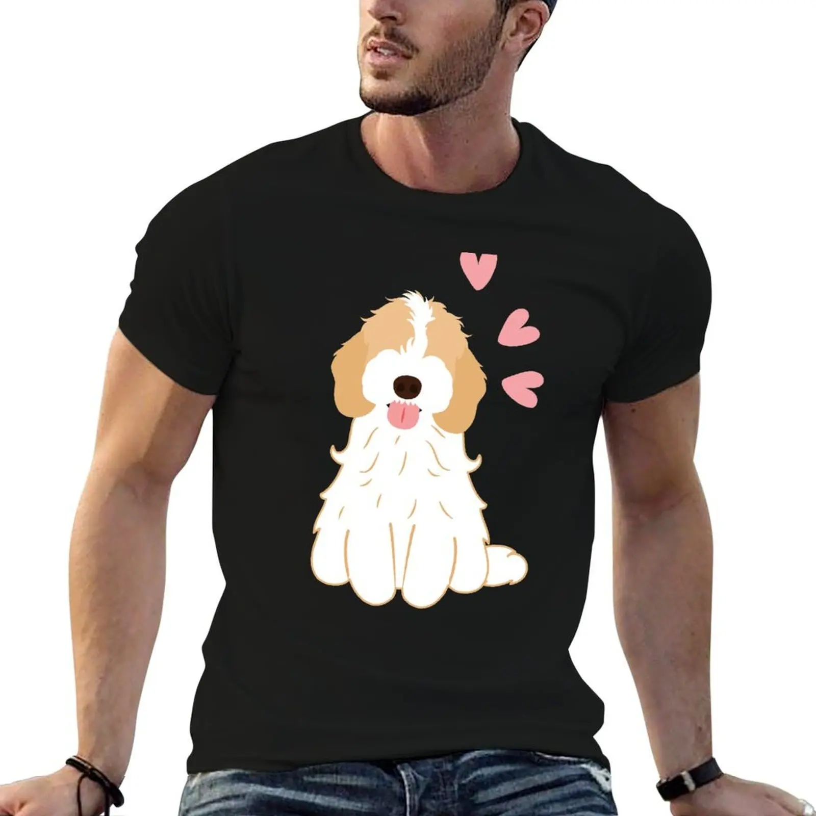Фото Футболка LOVE Blenheim Apricot Gold Cockapoo Cavapoo Cavoodle, мужская футболка класса люкс, мужская футболка из плотного хлопка №1