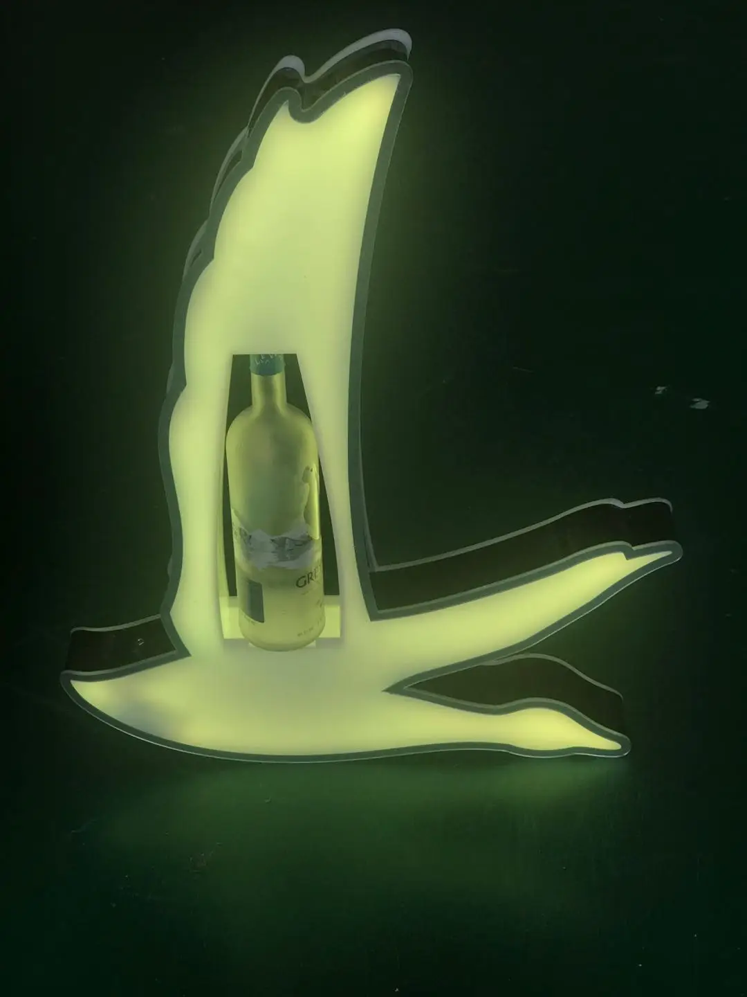 Серая гусиная бутылка со светодиодной подсветкой и логотипом для ночного клуба