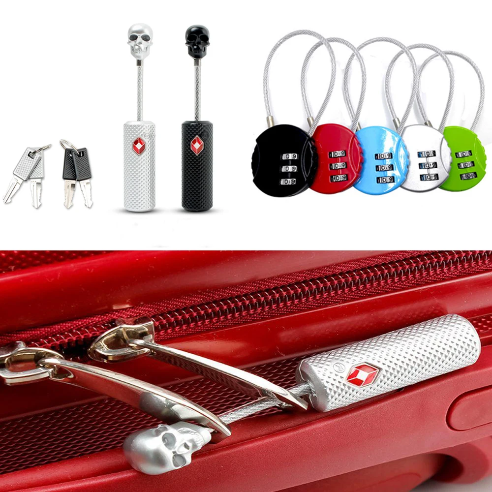 

High Security TSA Customs Lock Overseas Customs Clearance Trolley Luggage Suitcase Backpack Password Padlock with Steel Cable