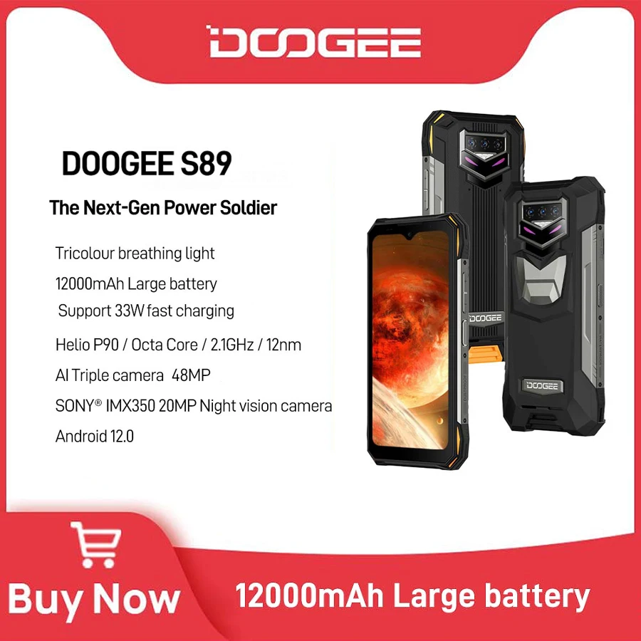 DOOGEE S89 Rugged Phone 12000mAh Battery 6.3