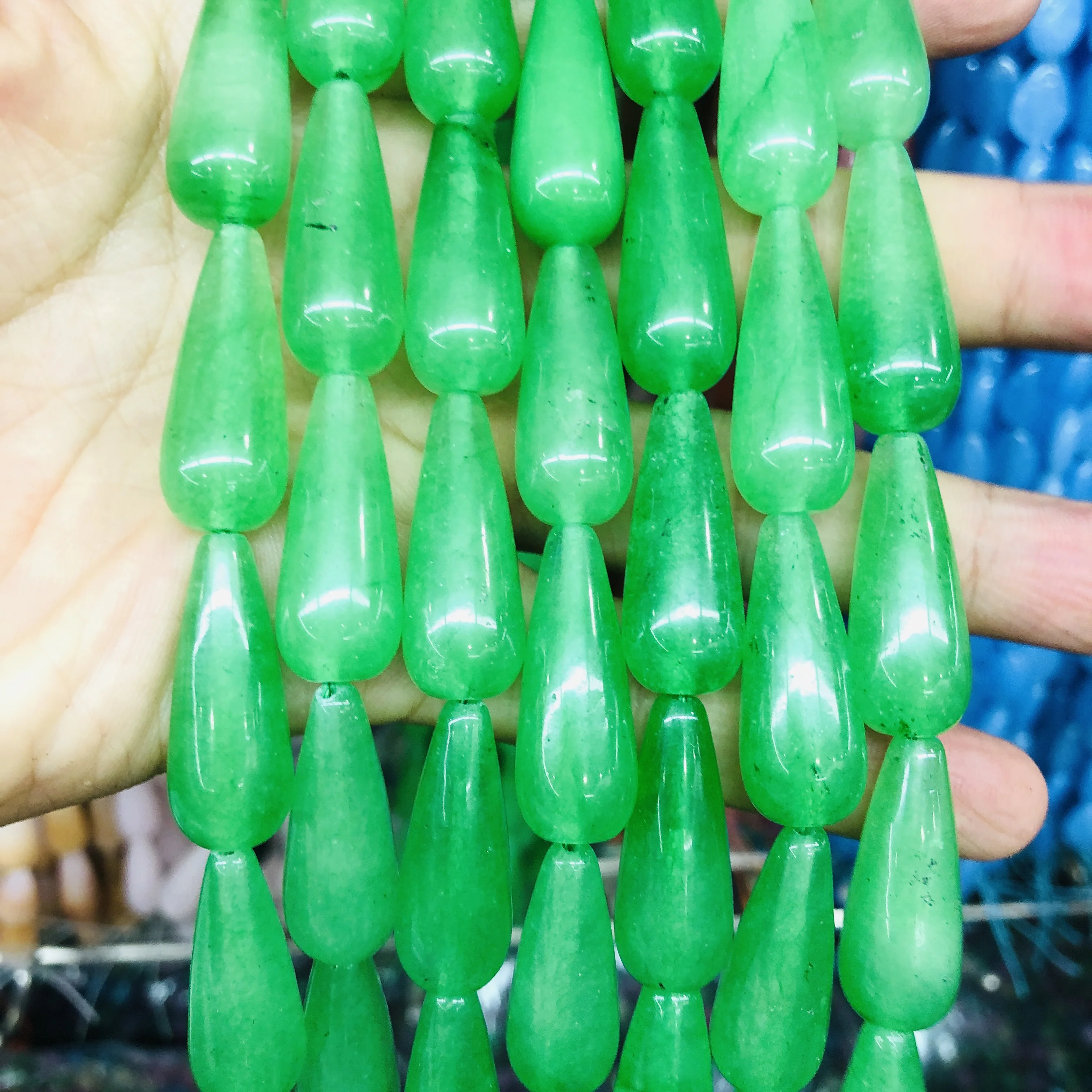 

Long Drop Gemstone Jade Bead 10x28mm Multi Color Teardrop Gemstone Jewelry Beads,16"/string