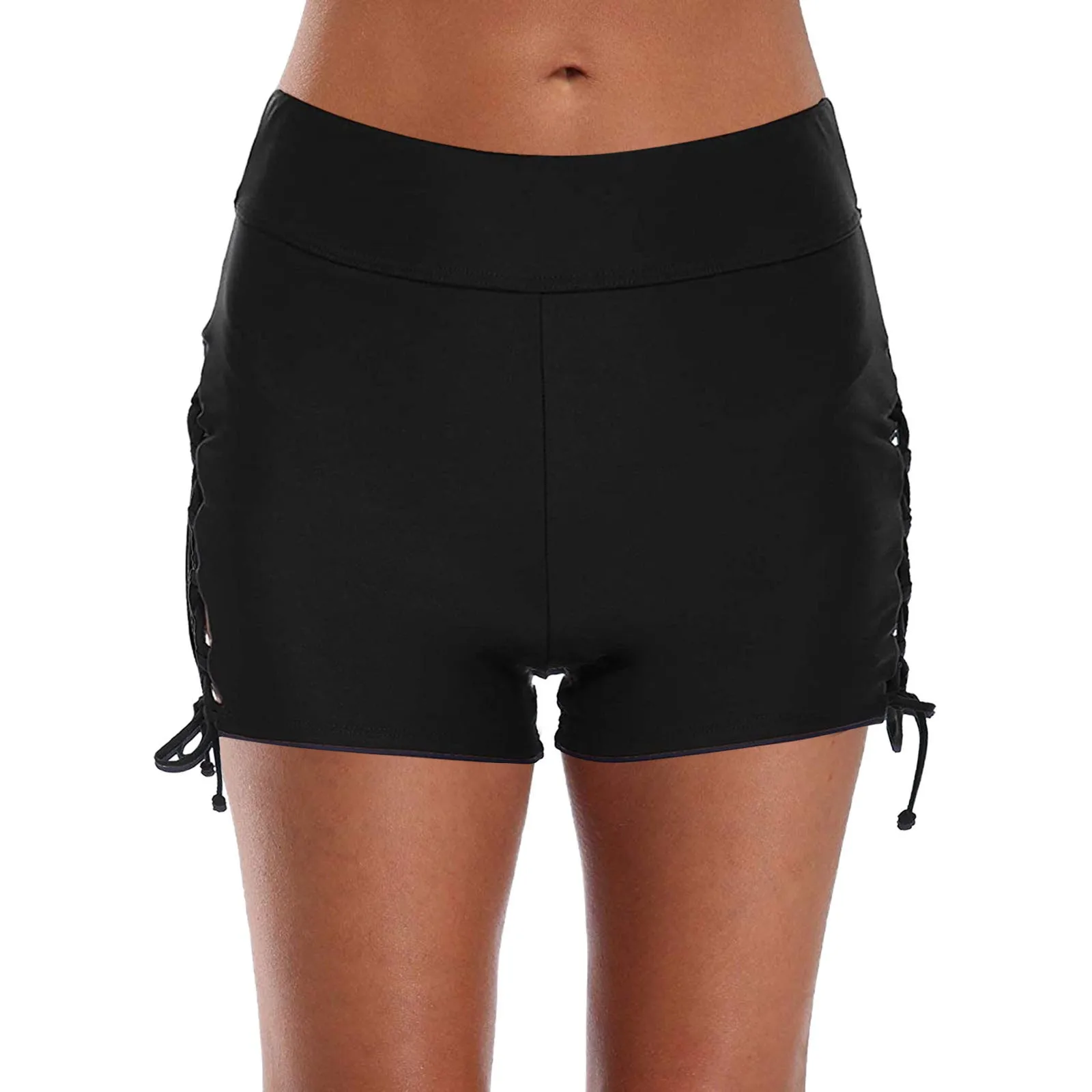 Женские боковые плавки на шнуровке бикини с завышенной талией и рюшами женские