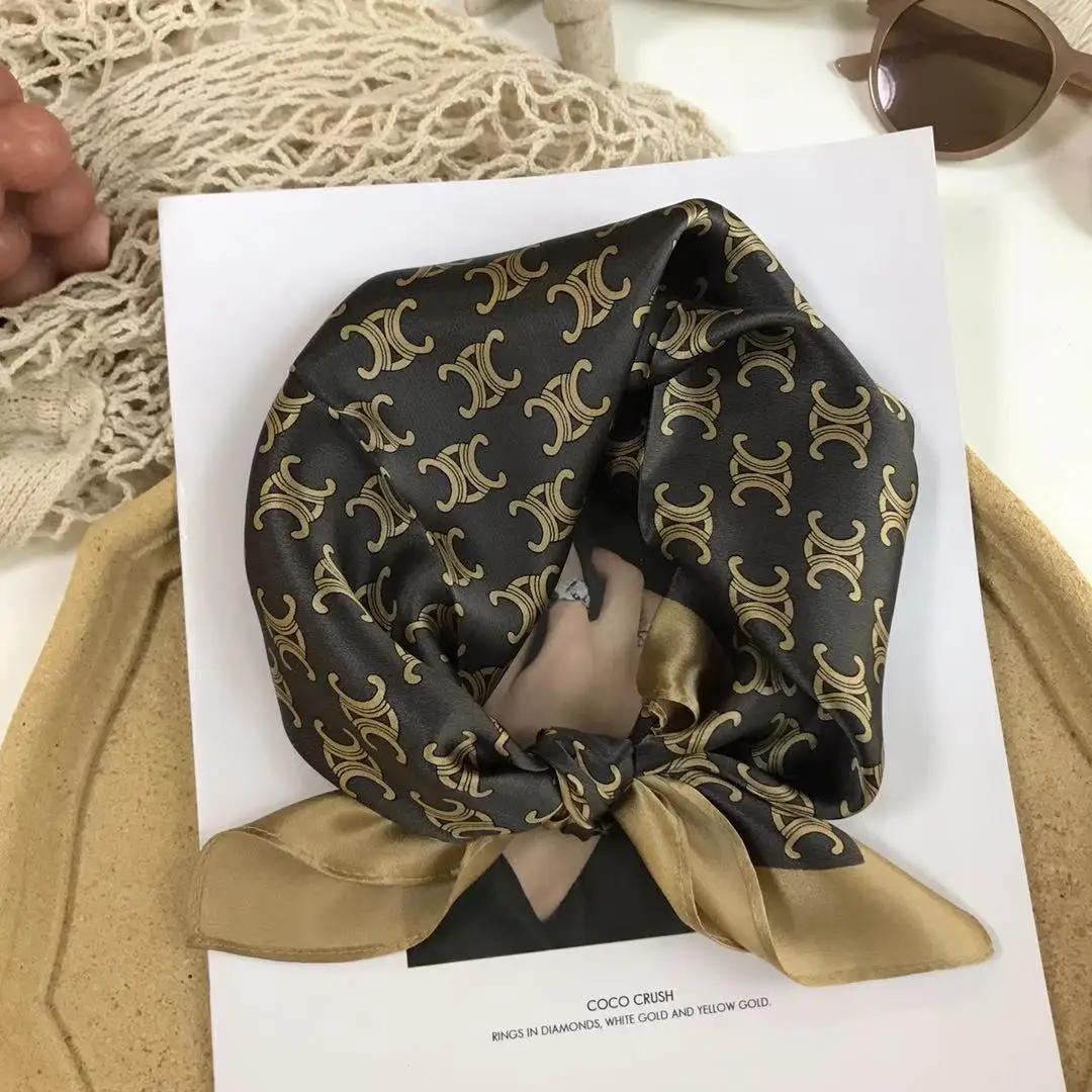 

Женский шарф из 100% чистого шелка, с принтом, 53 см