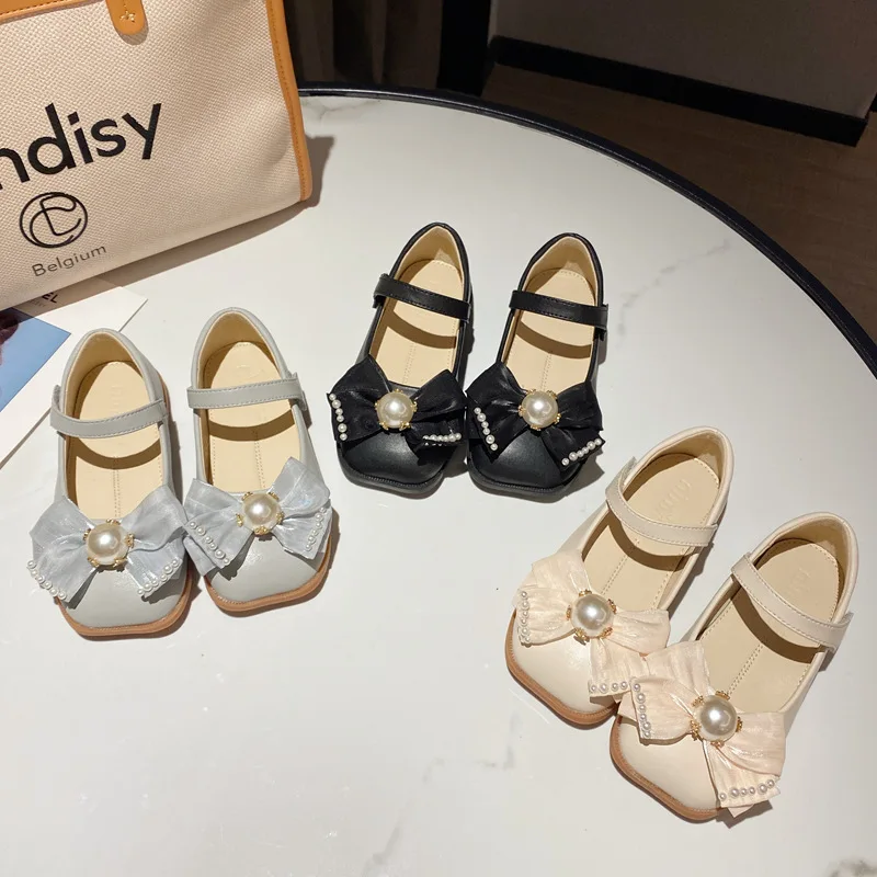 

Girls Princess Leather Shoes Performance Dress Party Dance Bow Kids School Breathable Baby Flats Mary Janes Toddler Shoes