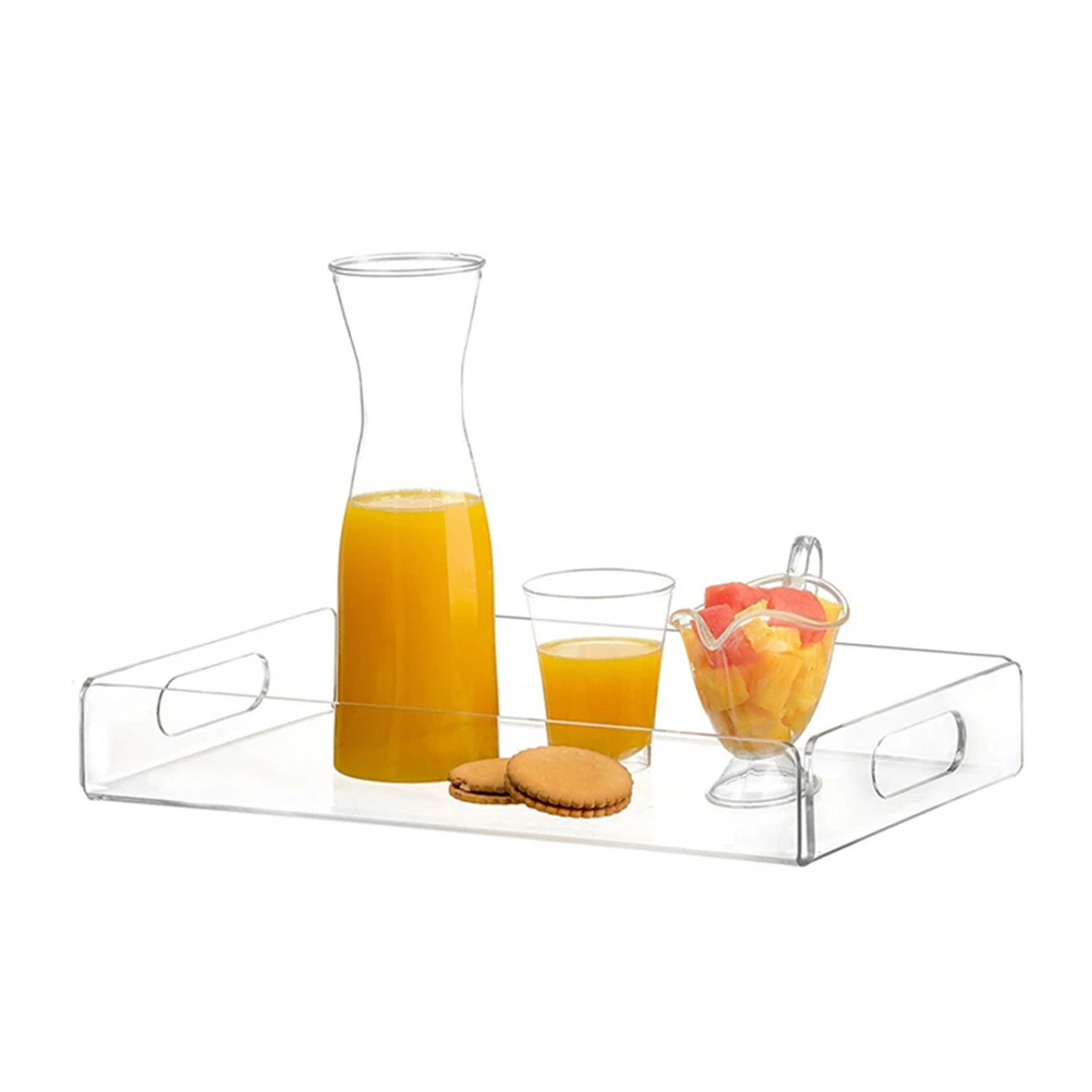 

Clear Serving Tray Spill Proof Acrylic Tray Home Decorative Organiser For Coffee Table Countertop Kitchen Accessories