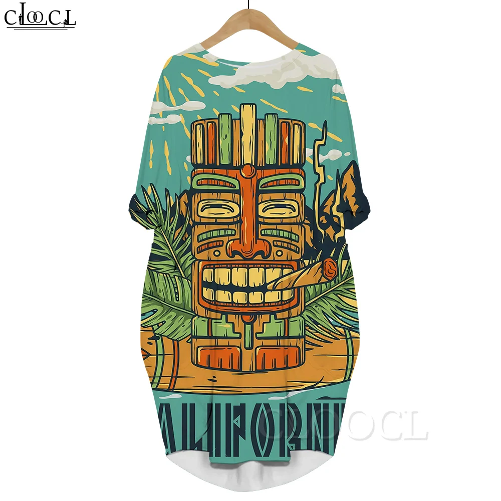 

Женское летнее платье CLOOCL с мультяшным 3D рисунком, свободная юбка для дочери, платье с длинным рукавом и карманами, женская модная одежда