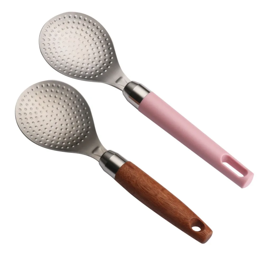 Ложка Для Риса Из Нержавеющей Стали 304 Многофункциональная Деревянная Лопаточка