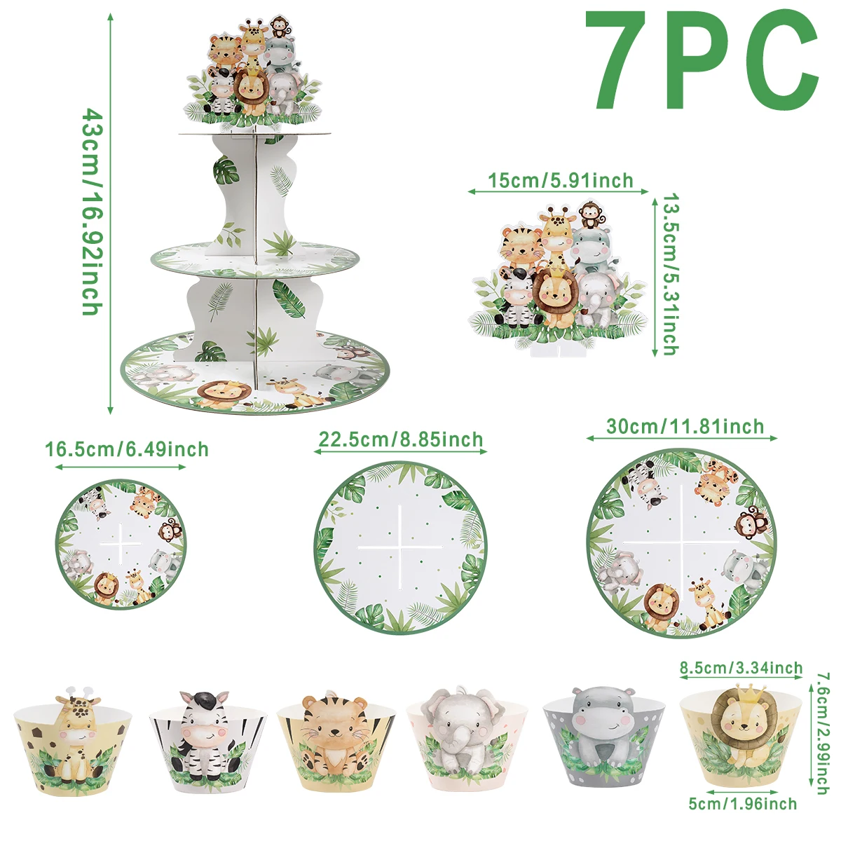 

Подставка Для Торта С Изображением Животных В Стиле Сафари, Детское Украшение На День Рождения