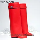 Женские сапоги до колена, из натуральной кожи, с острым носком