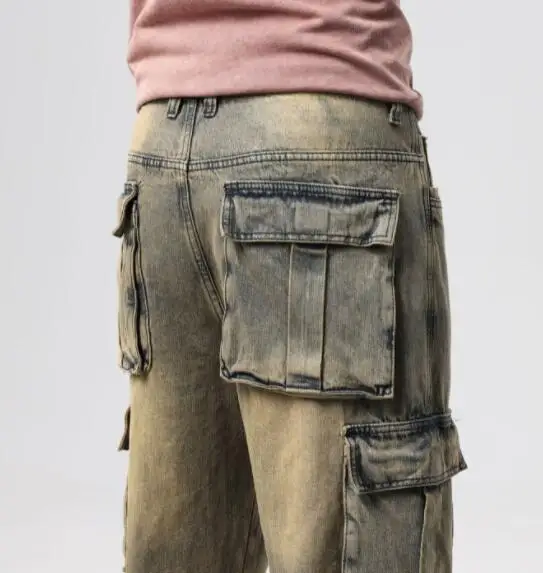 VXO Jeans Men Camouflage Patchwork Mens Elastic Stretch Denim Pants Male Brand Jeans Fat Pants Fit Body Weight 140-200 kg