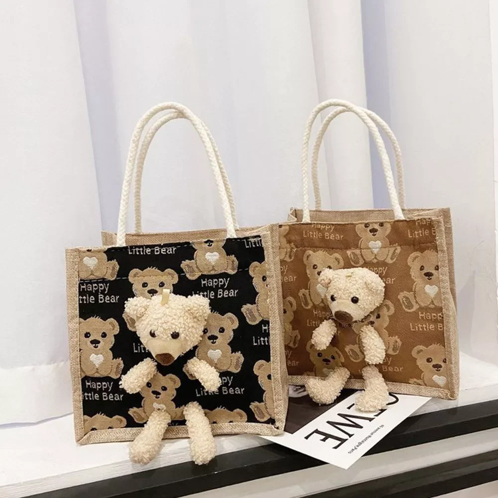 New Casual Mini Cute Bear Messenger Bag Girl Canvas Shoulder Bag Women Fashion Hot Handbag Student Bag Youth Ladies Handbag
