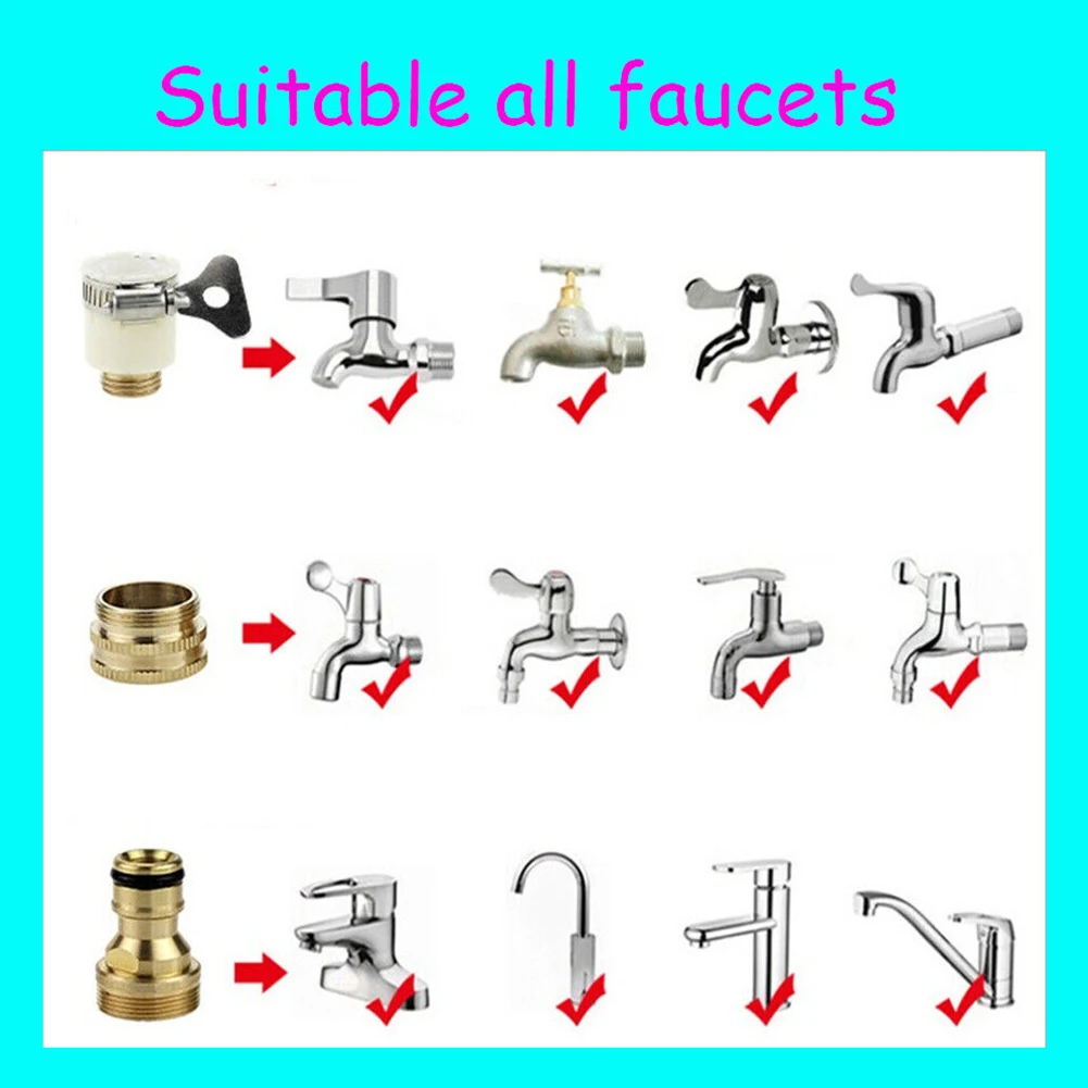 

Durable Faucet Adapter Tap Connector Dishwashers Fitting Garden Washing Machines Water Hose White&Gold 15-23mm