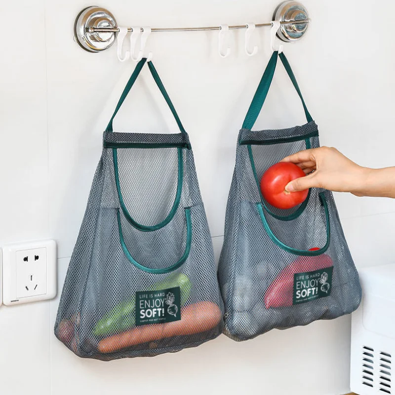 

Reusable Storage bag Kitchen Hanging Mesh Bag Home Fruit and Vegetable Storage Hollow Net Bag for Ginger Garlic Potatoes Onions
