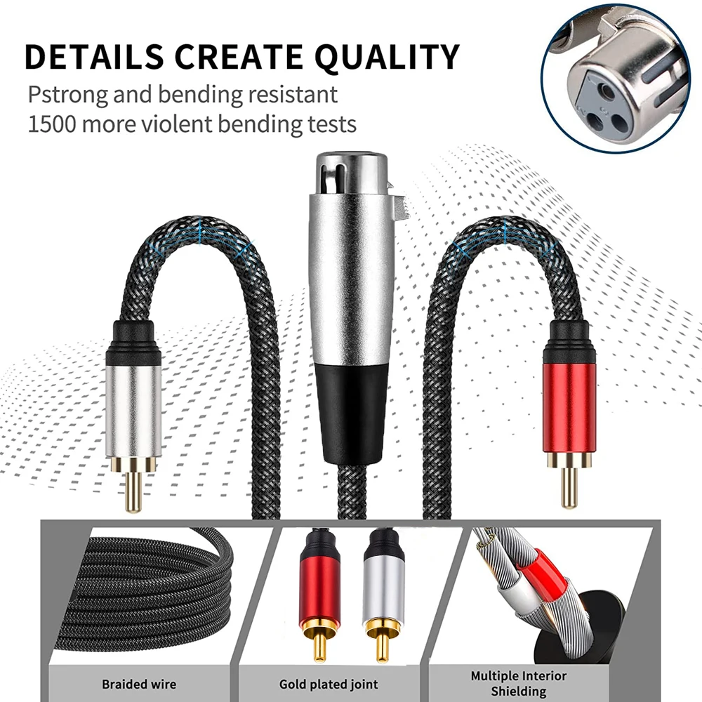 Аудиокабель-адаптер XLR-2 RCA Y-кабель-сплиттер