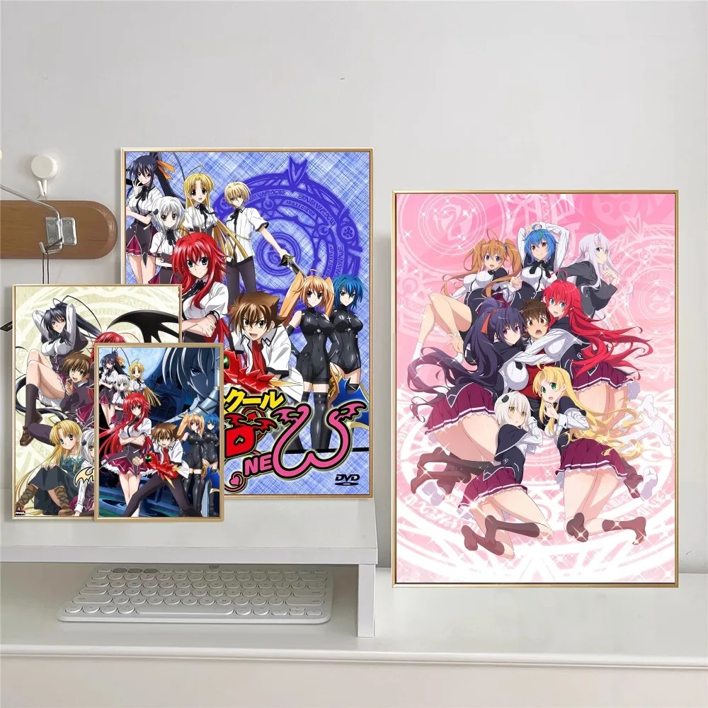 Anime High School DXD Vintage Posters Sticky Retro Kraft Paper Sticker DIY Room Bar Cafe Kawaii Decor