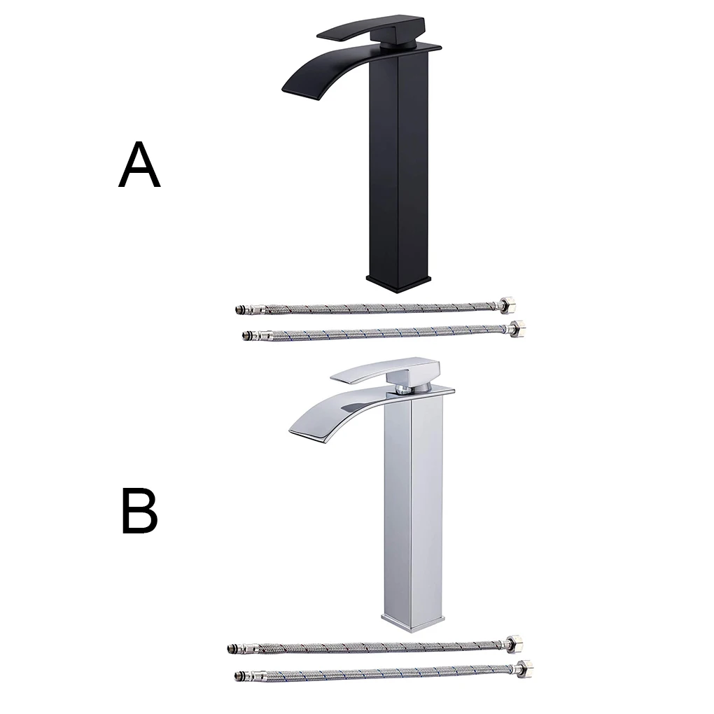

Водопроводный кран из нержавеющей стали, смеситель для раковины, с гладкой ручкой, черный цвет