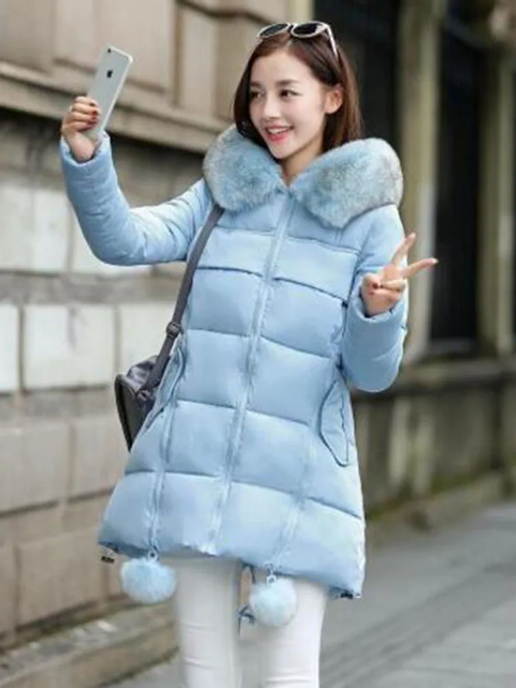 WYWMY Winter Jakcet Women Parkas Faux Fur Collar Hooded Down Coat Thicken Warm Outwear Women Jackets & Coats Female Winter Coats