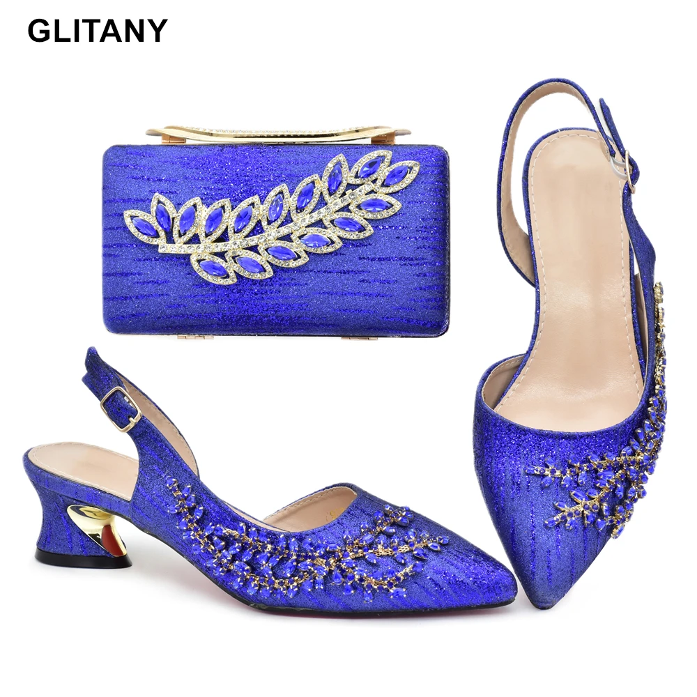 

Набор новейших женских туфель и сумок, комплект из итальянской обуви и сумочки, дизайнерская Свадебная обувь в африканском стиле, украшенная стразы, 2023
