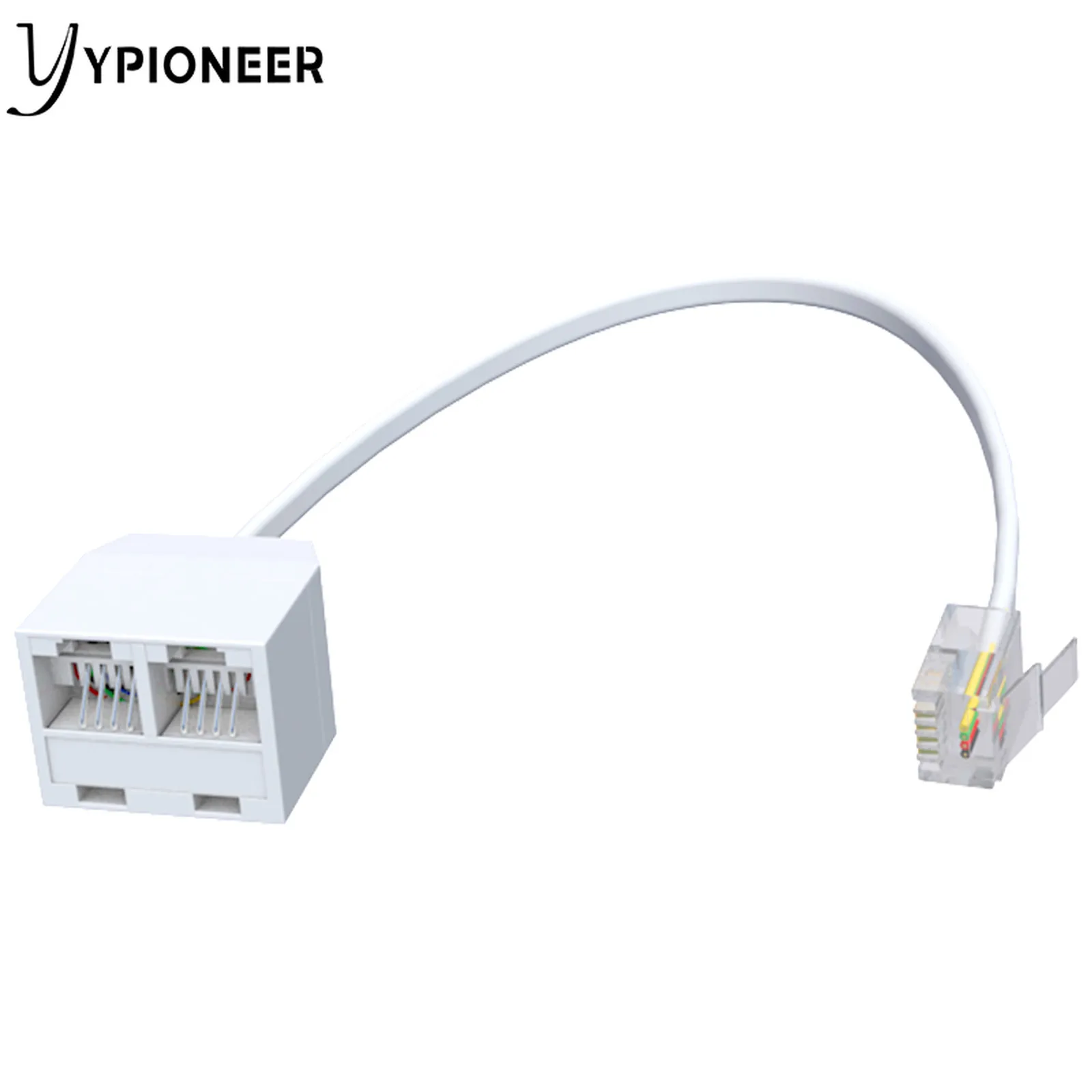 YPioneer T10023 White Telephone Splitter RJ11 6P4C 1 Male to 2 Female Adapter RJ11 to RJ11 Separator