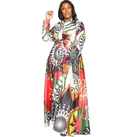 vintage african ethnic print dress women autumn 2022 casual plus size slim bandage ball gown maxi dresses sexy long party