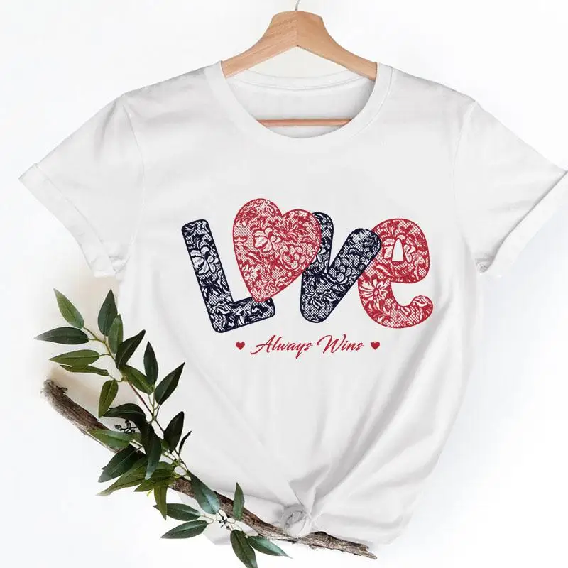 

Women T-shirt Valentine Love Funny Ladies 90s Fashion Clothing Female Trend Tee Short Sleeve Cartoon Clothes Graphic Tshirt
